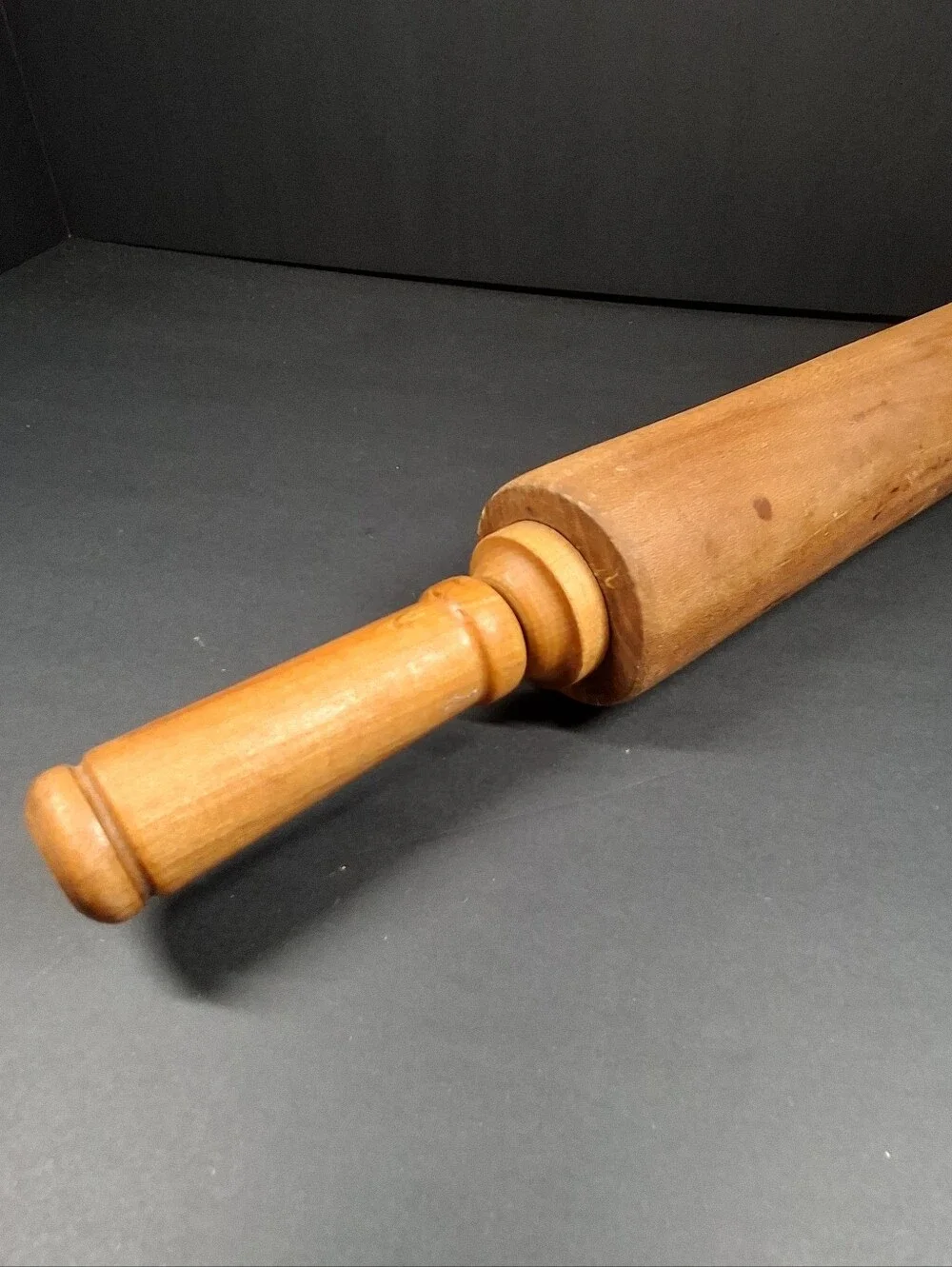 Vtg Wooden Rolling Pin 19” Primitive Farmhouse Baking Kitchen Decor Grandma Core